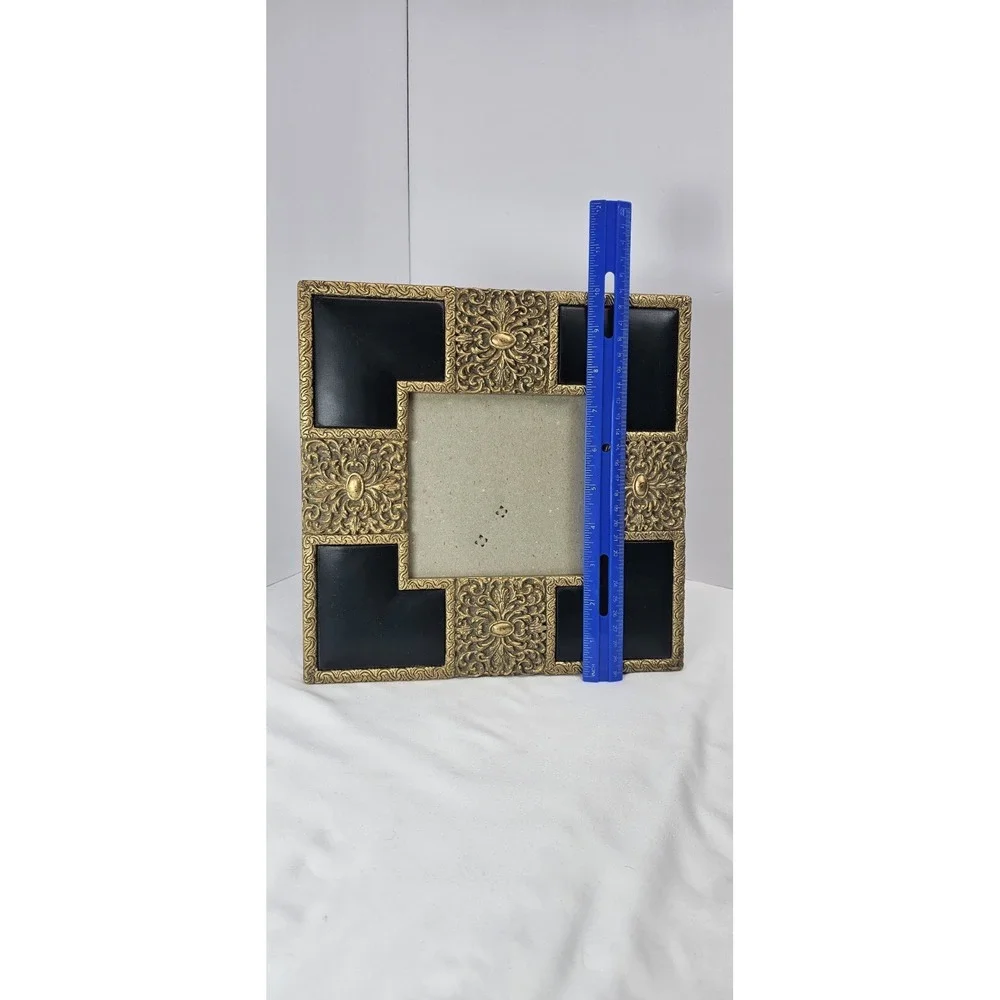 VTG Ornate Gold Black Picture Frame Made in Taiwan Baroque Style Decor 4.5 x 4.5